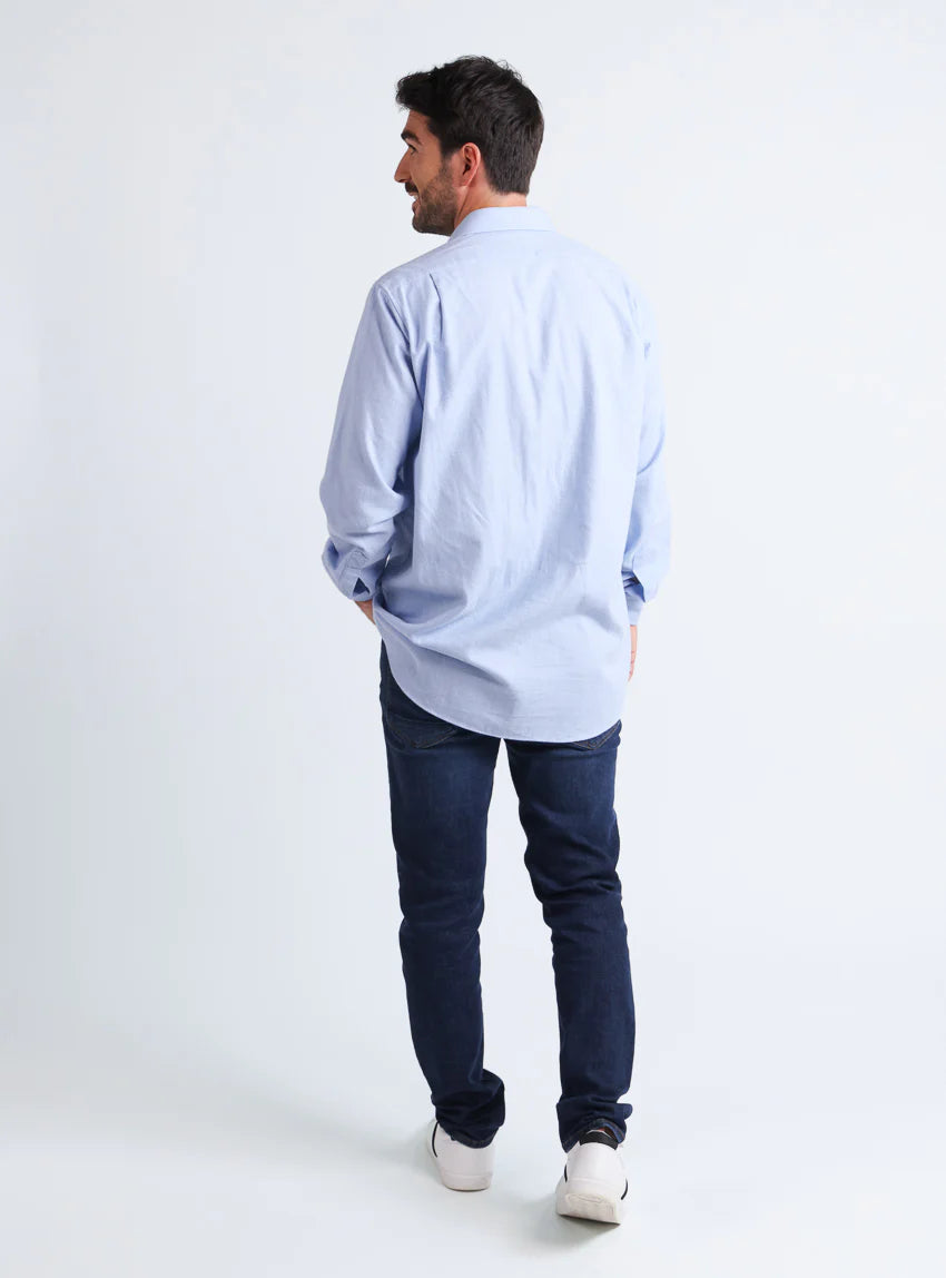 Chemise homme en laine et coton Bleu Clair