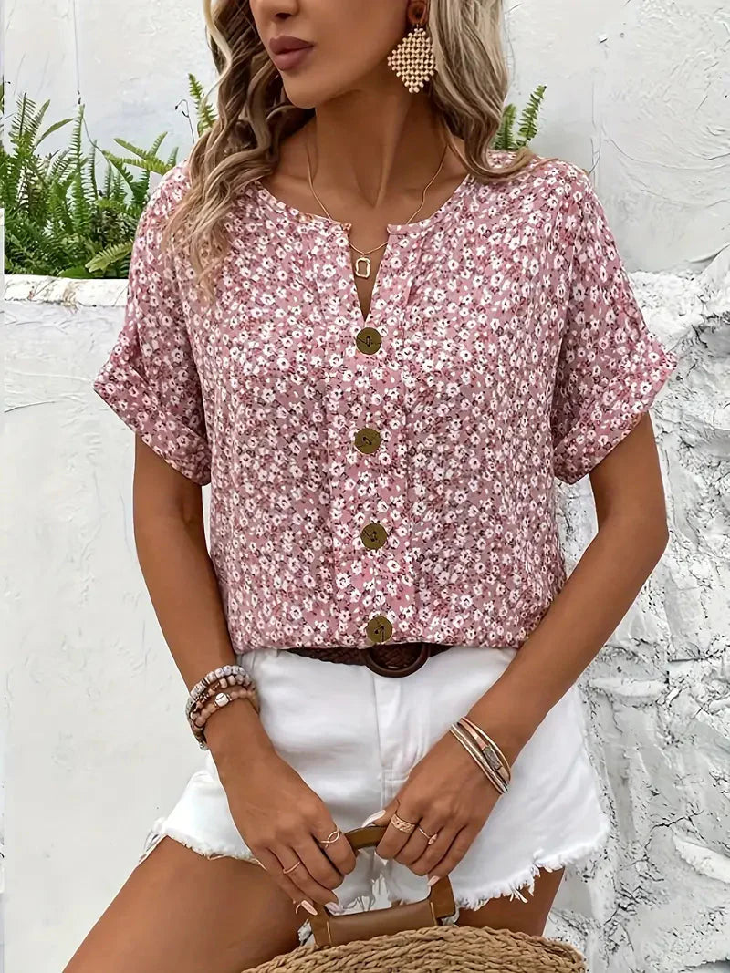Jelena - Haut Floral Estival Élégant