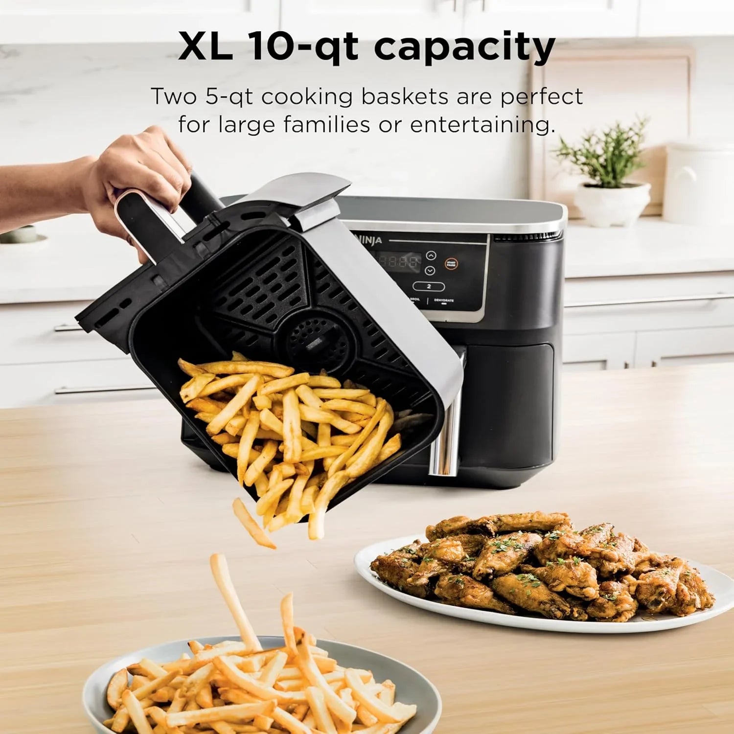 Ninja Foodi 6-in-1 FlexBasket Air Fryer with 7 QT MegaZone Basket Divider for Large Proteins