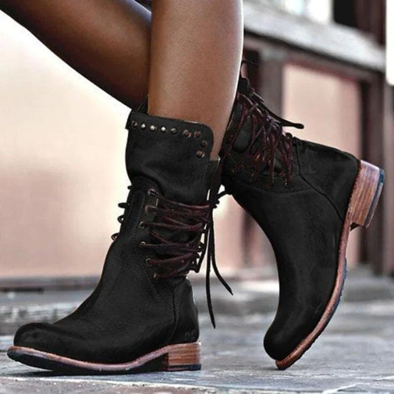 Camille | Bottines Mi-Mollet Cloutées Vintage