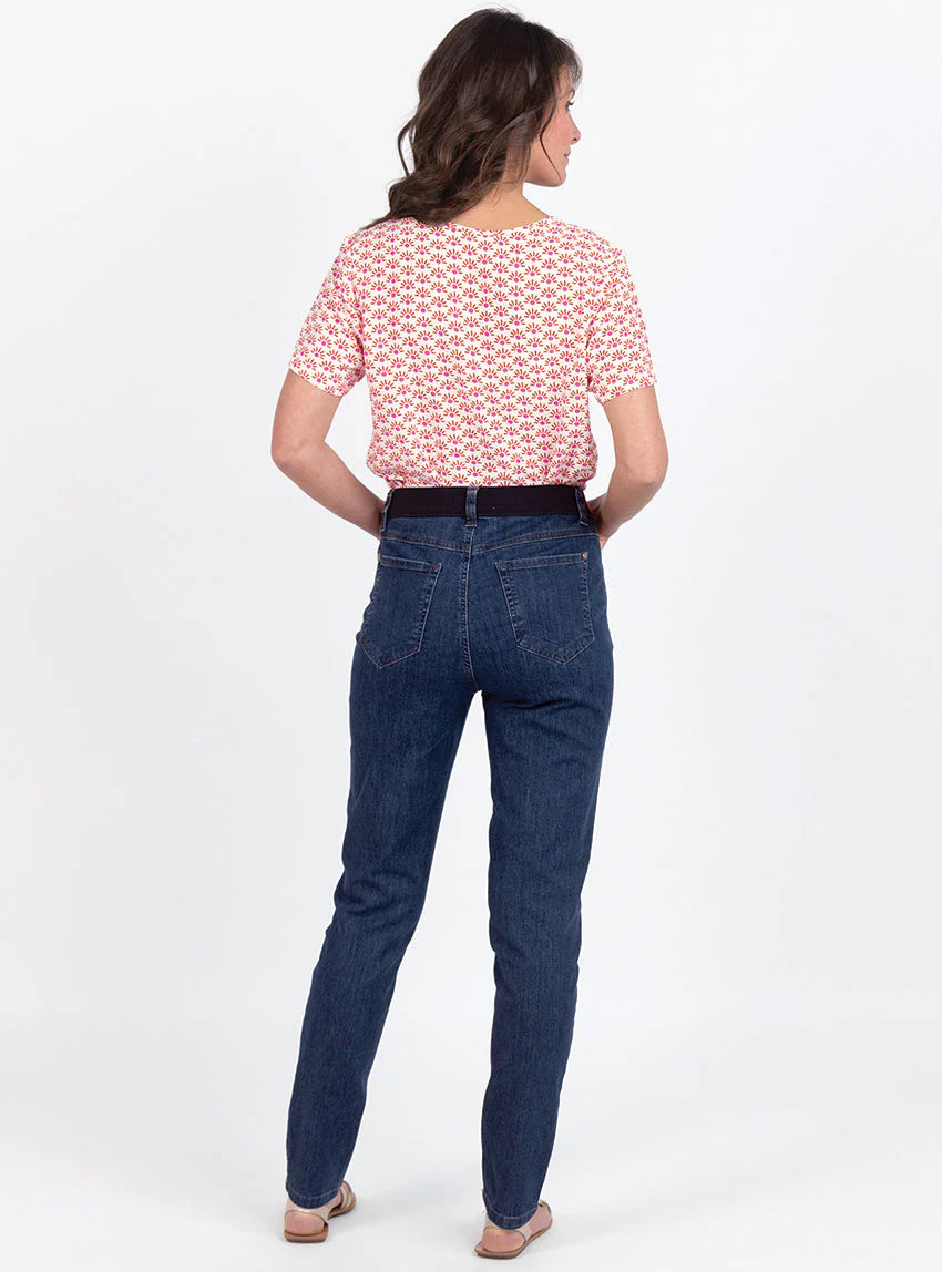 Jean femme en coton bleu indigo