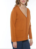 Gilet femme en laine merinos beige caramel