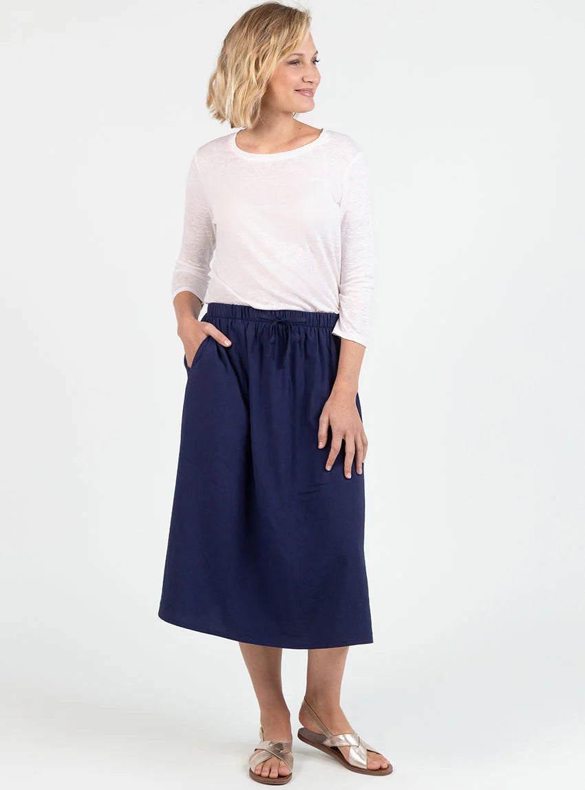 Jupe femme ample viscose bleu marine