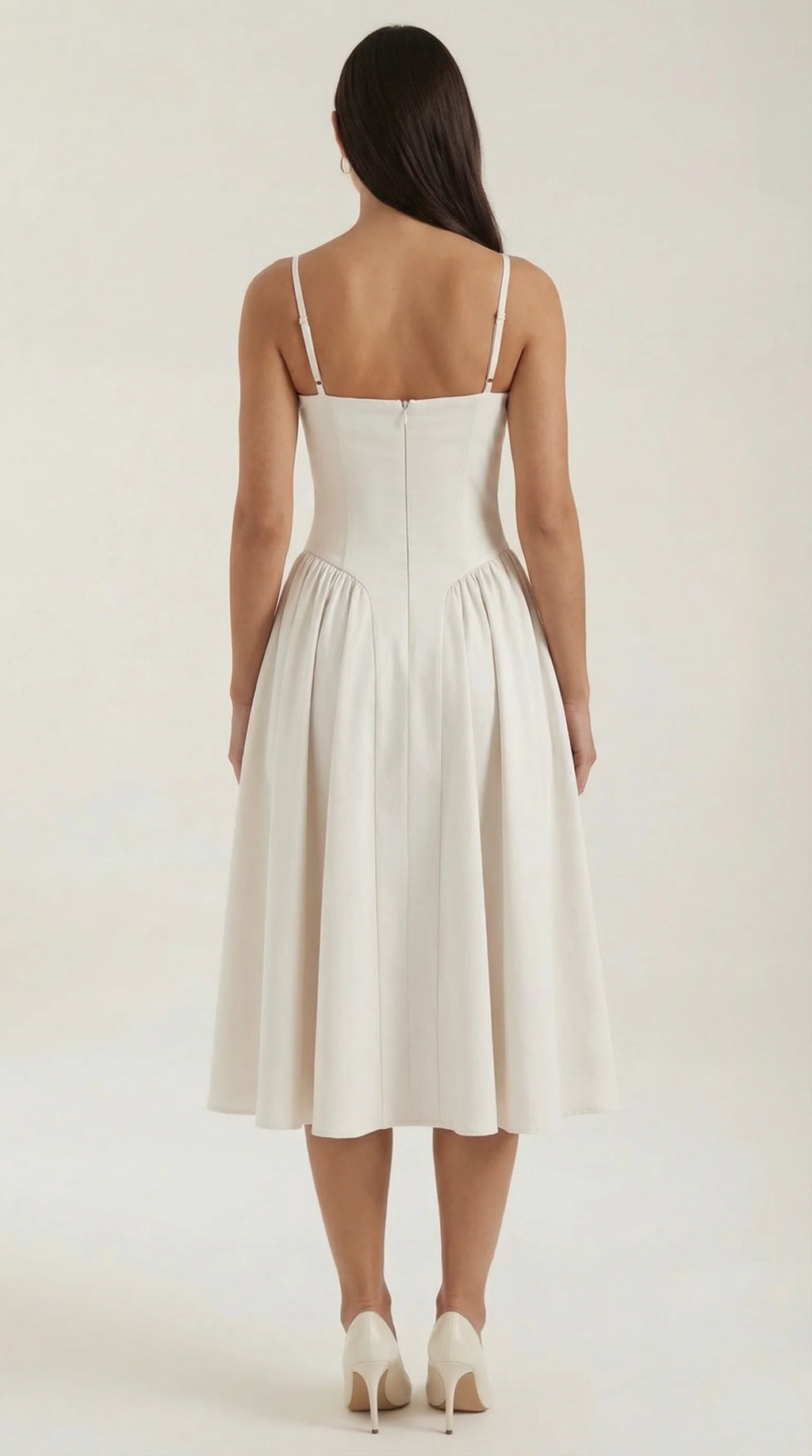 Robe mi-longue corset florale pour femme avec décolleté en cœur