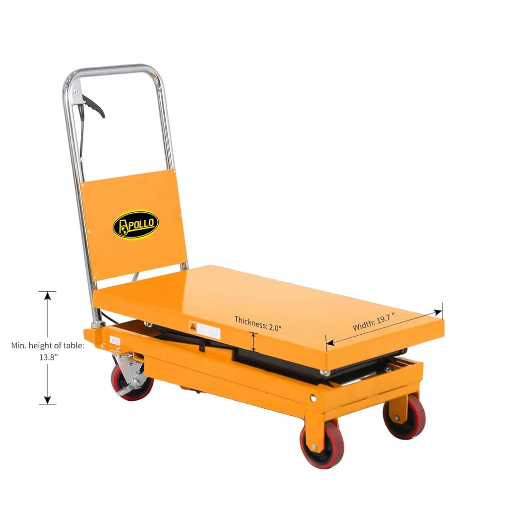 Hydraulic Lift Table Cart – 770 lbs Capacity, 51 Max Height, Double Scissor Lift with Safety Guard & 4 Wheels