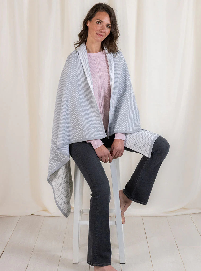 Plaid jacquard en laine mérinos gris