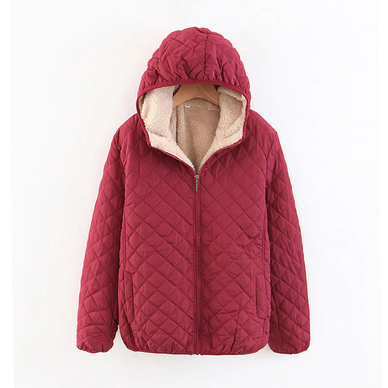 Veste matelassée à capuche avec doublure en peluche