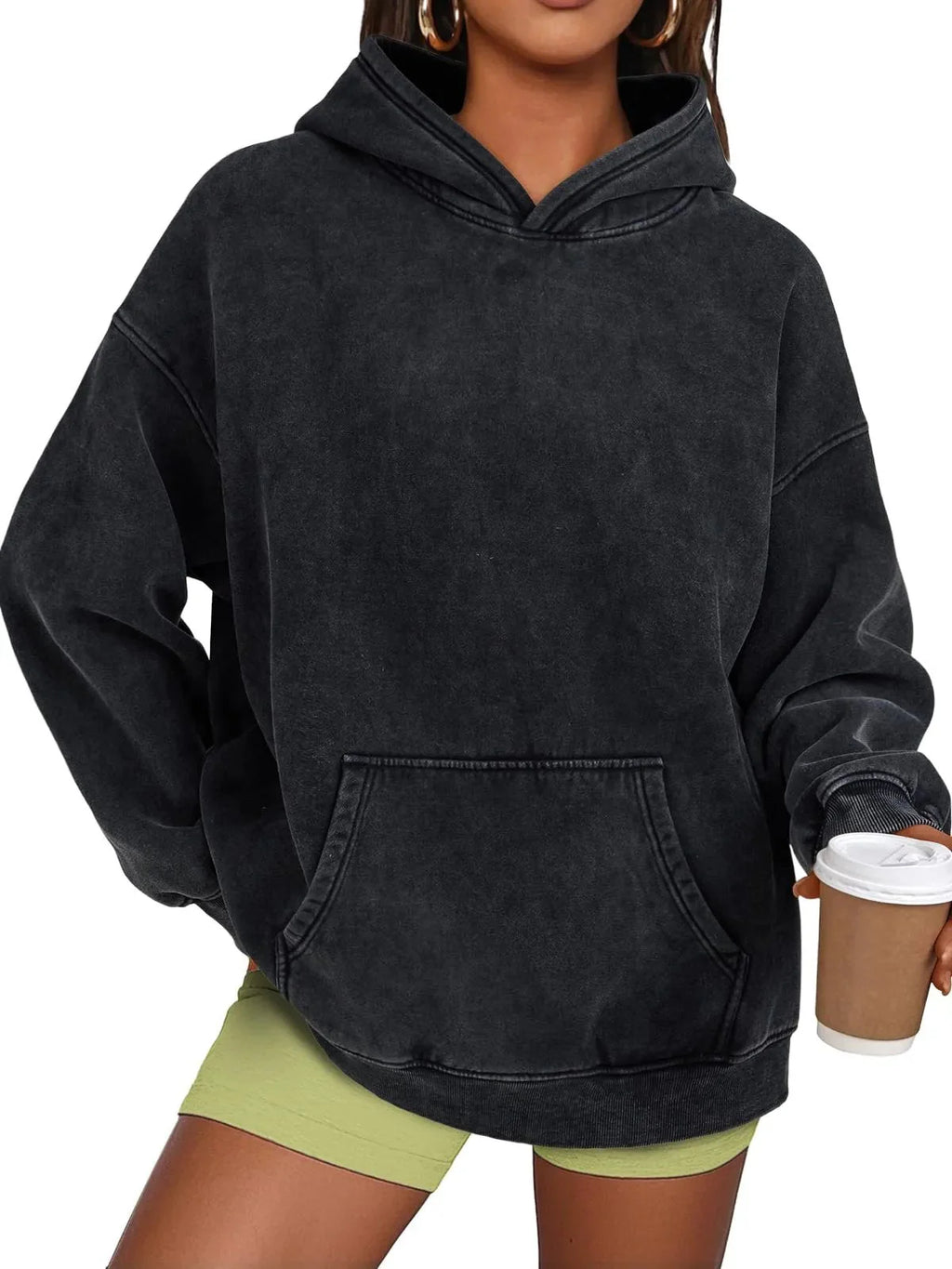 Sweat à capuche oversize effet délavé acide