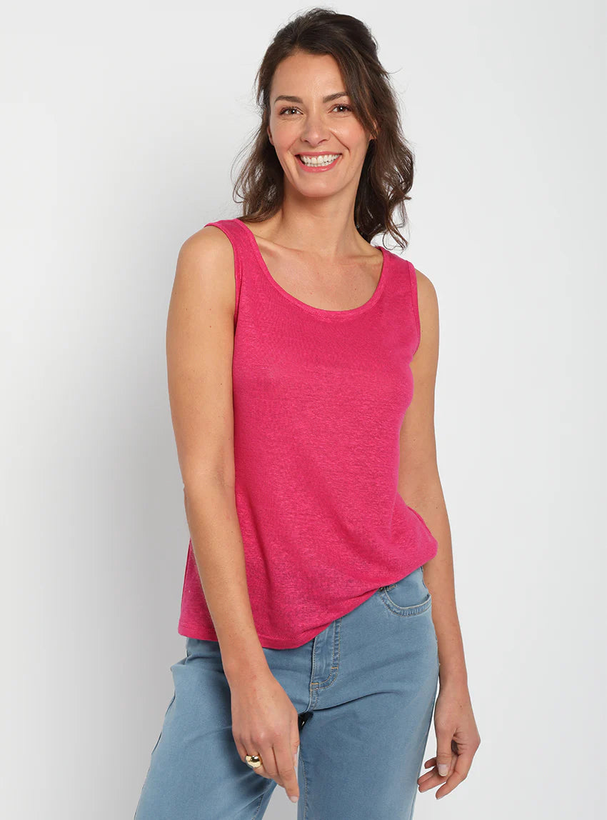 Débardeur femme en lin Rose Vif