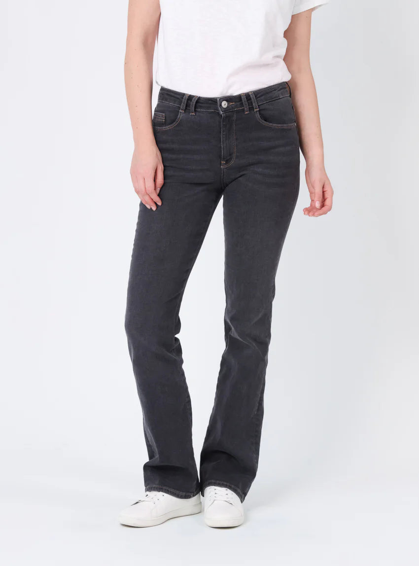 Pantalon bootcut femme gris foncé en coton