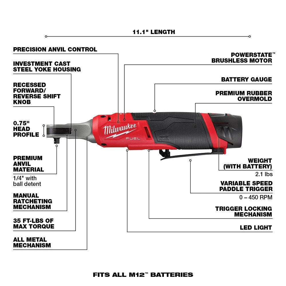 2025 M12 FUEL 1/4 High Speed Cordless Ratchet Kit