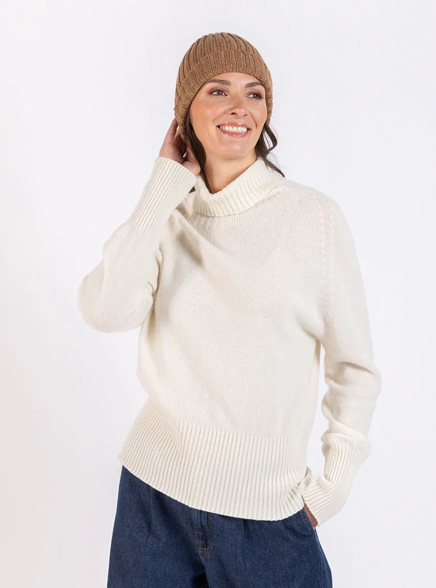 Bonnet mixte en laine mérinos marron