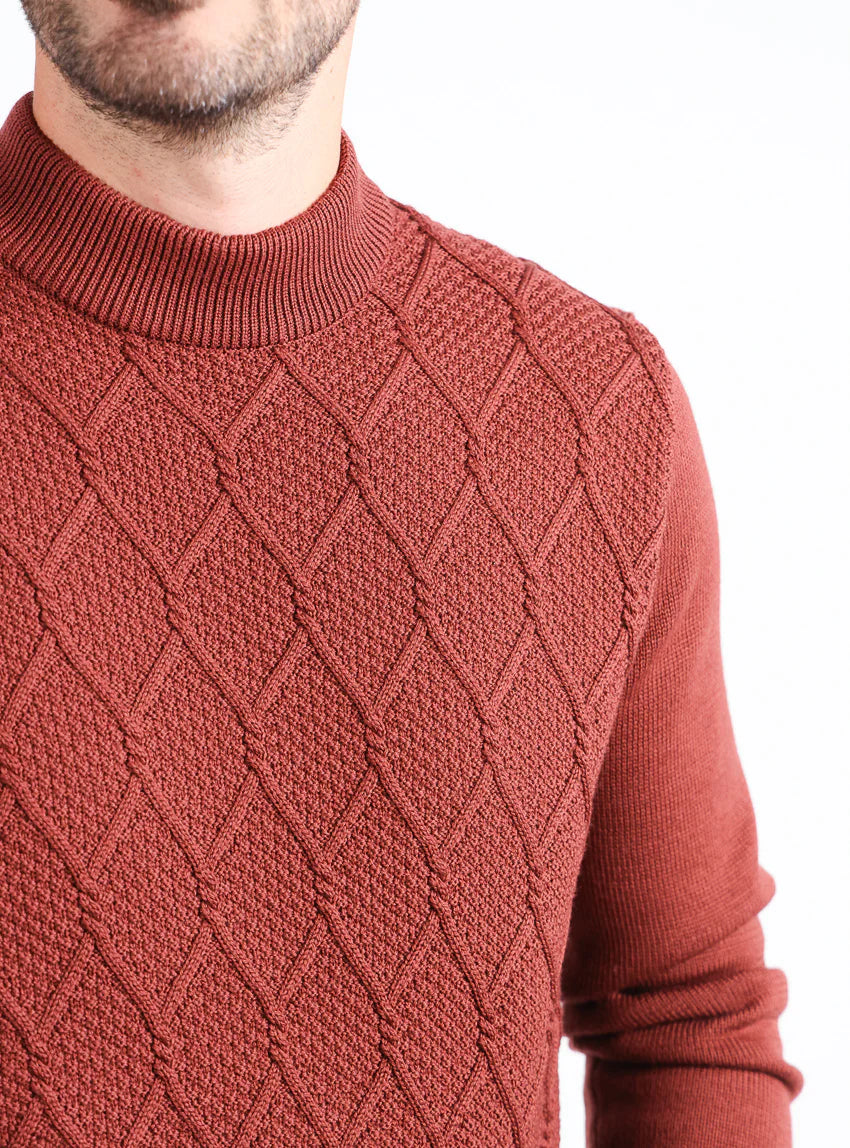Pull homme en laine mérinos rouge