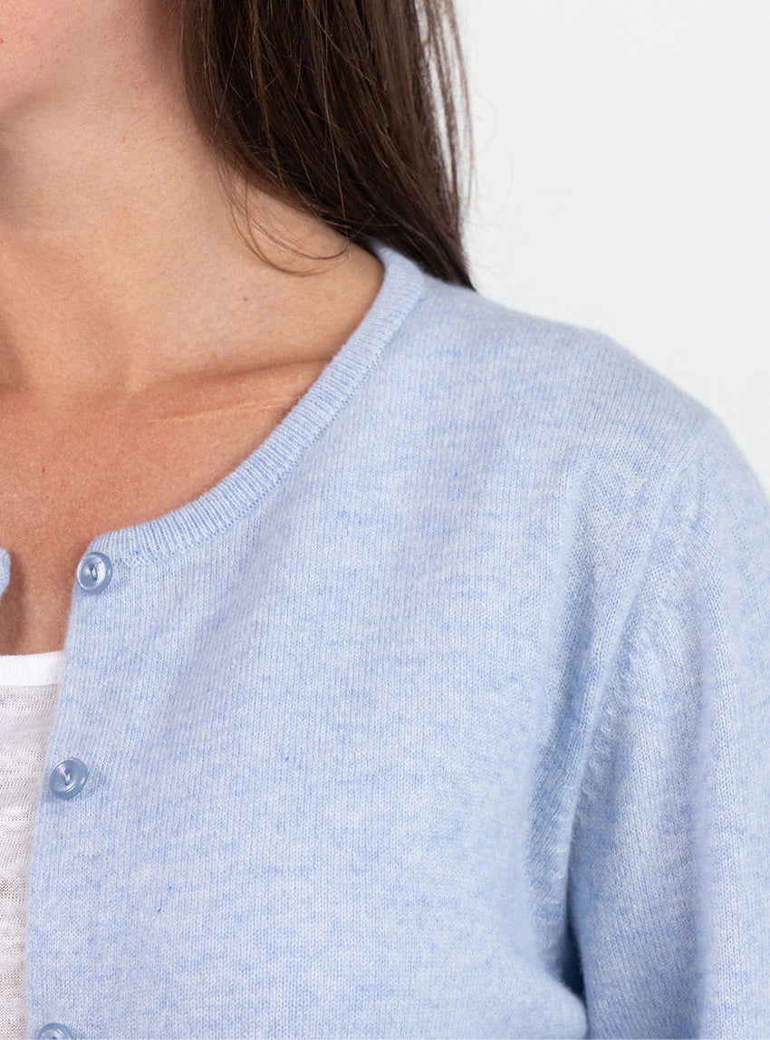 Cardigan femme en cachemire bleu chambray