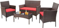 4 piece outdoor patio furniture set rattan chair wicker set
