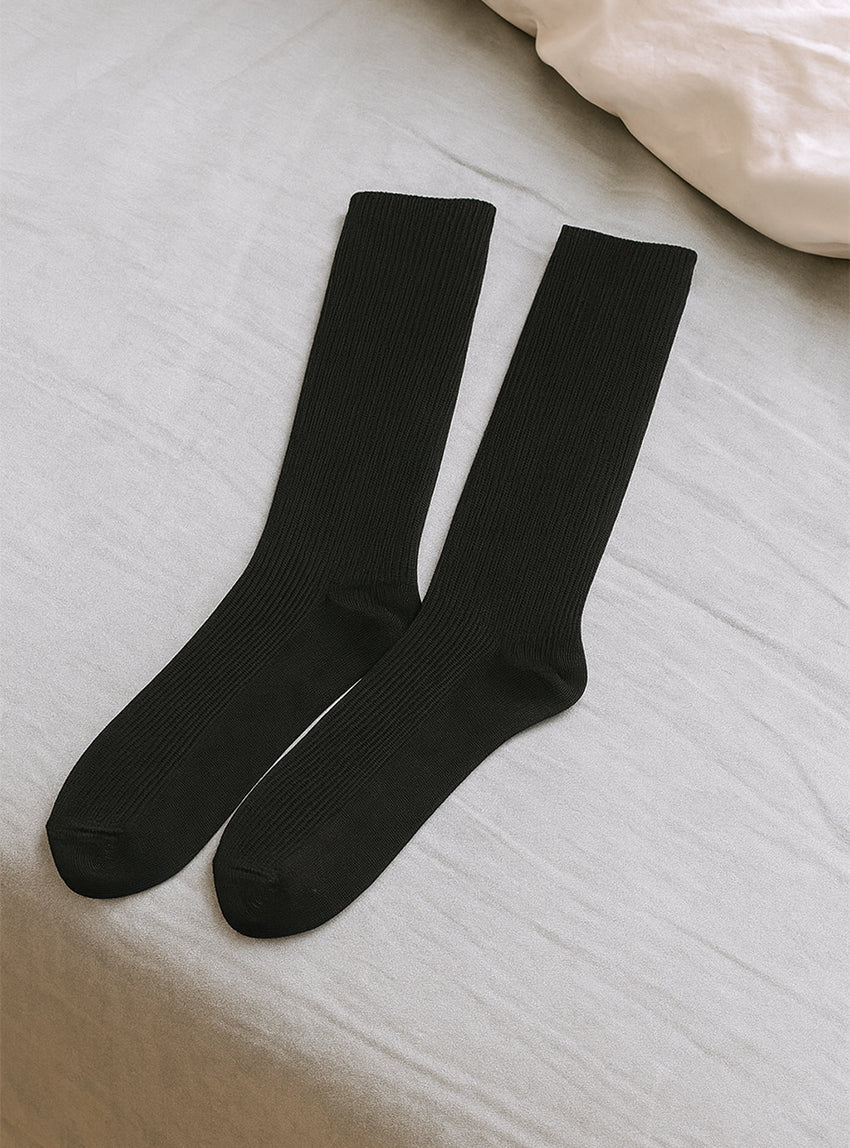 Chaussettes hautes énergétiques en coton noir