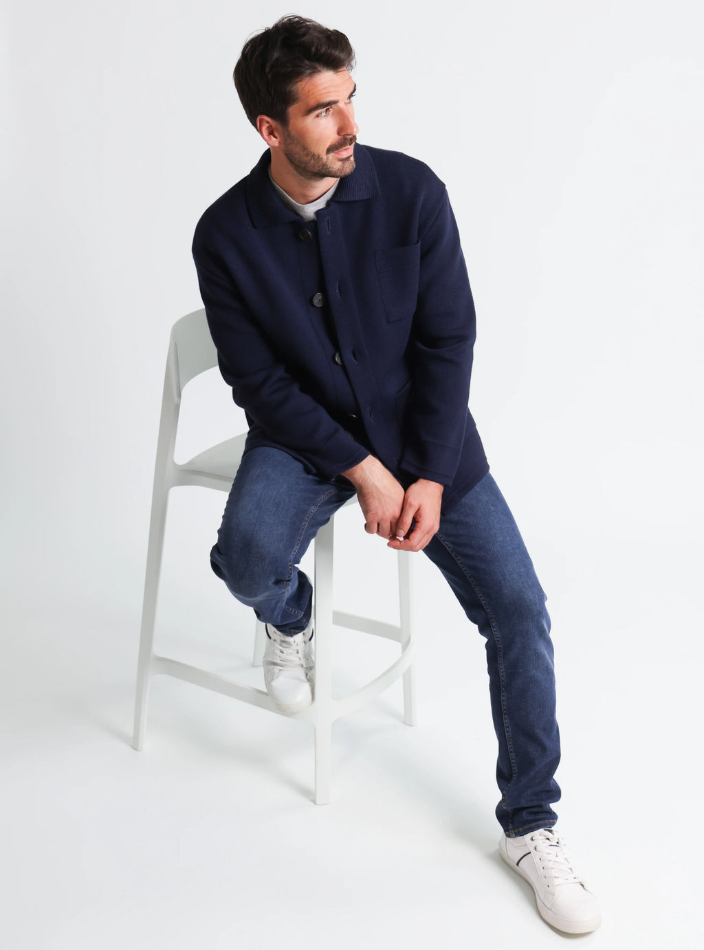 Veste homme en laine bleu marine