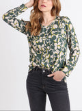 Blouse femme imprimé 100% viscose imprimé vert