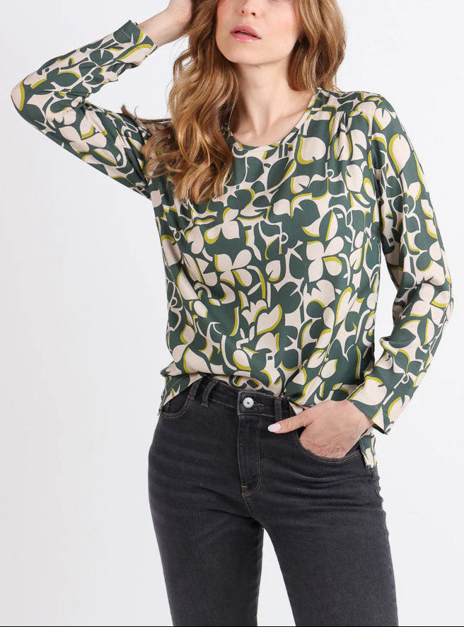 Blouse femme imprimé 100% viscose imprimé vert