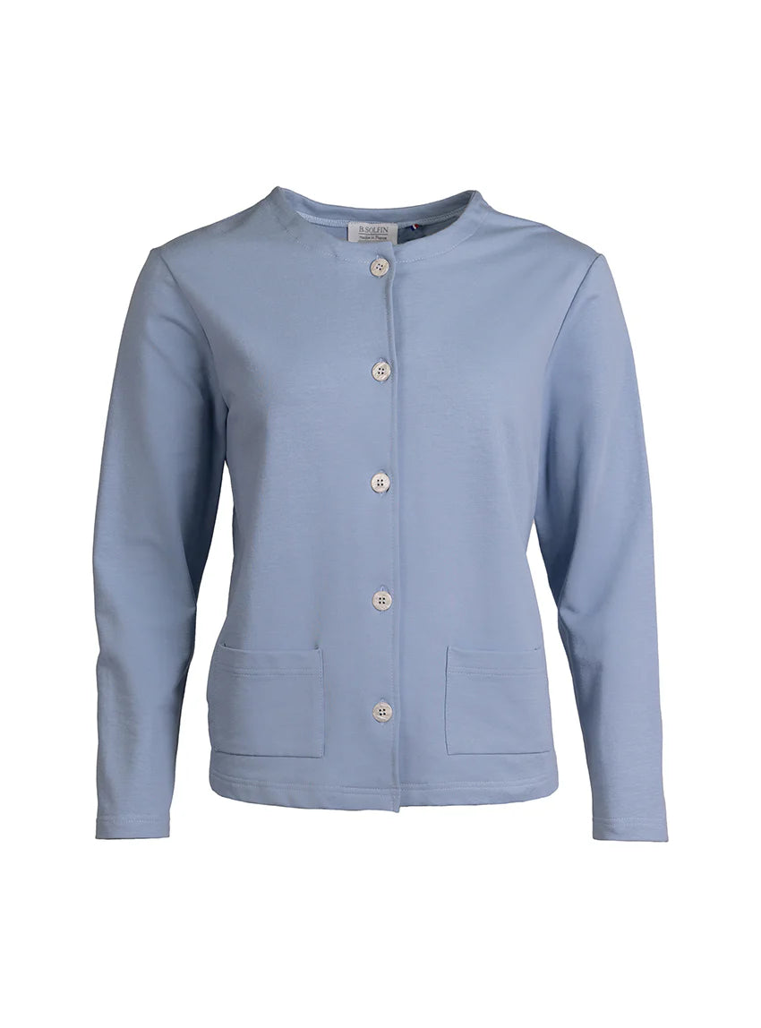 Veste femme en molleton coton bleu clair