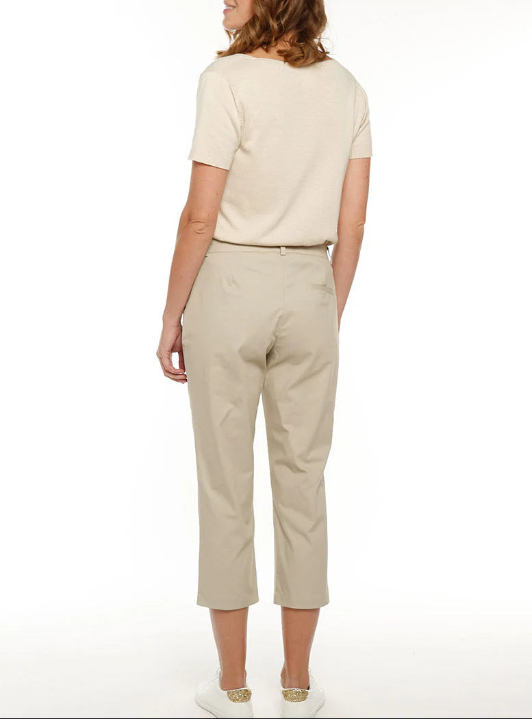 Pantacourt chino femme en coton beige