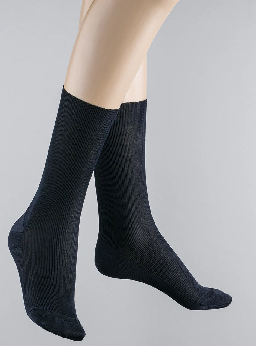 Mi-chaussettes fines mixte laine mérinos bleu marine