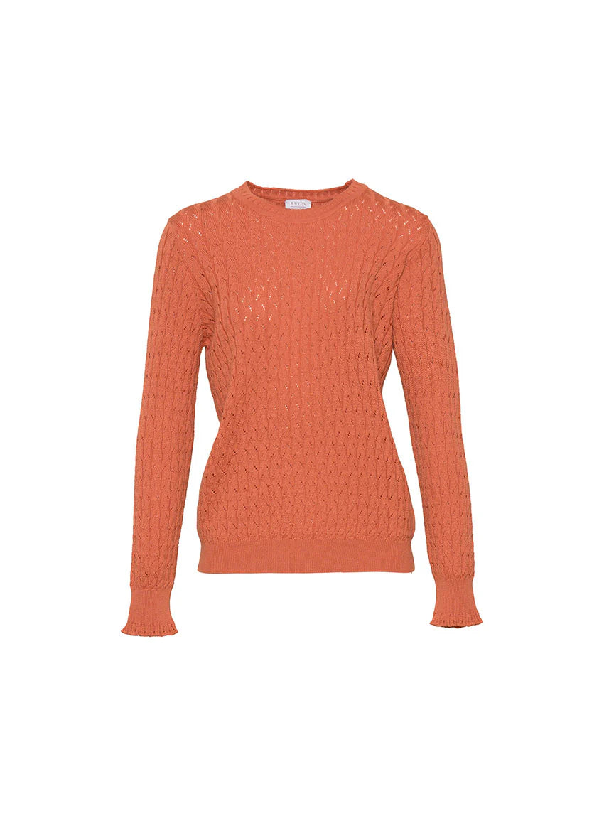 Pull femme maille fantaisie en laine orange