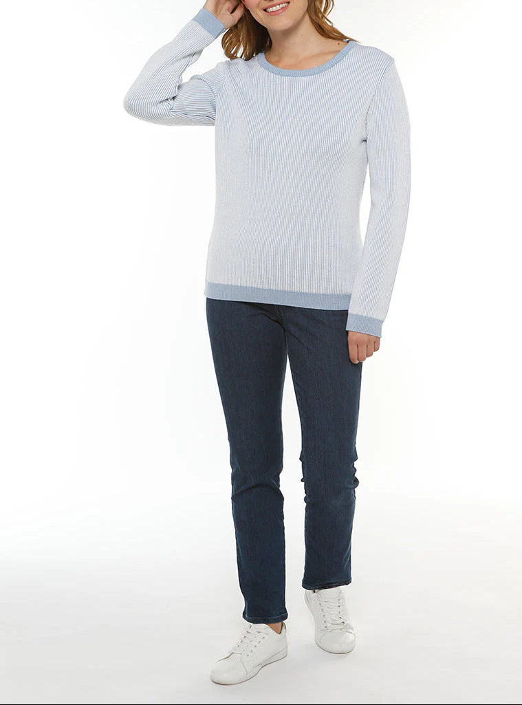 Pull femme maille anglaise bleu ciel