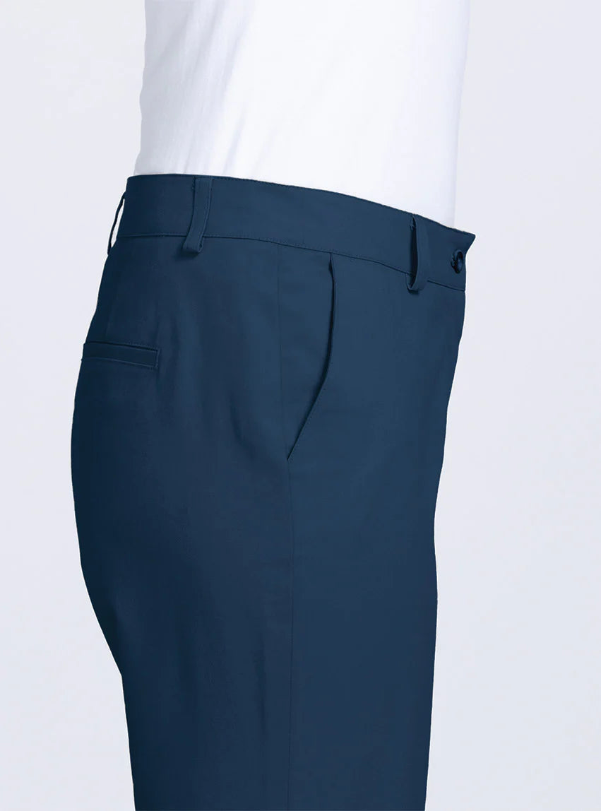 Pantacourt chino femme en coton bleu marine