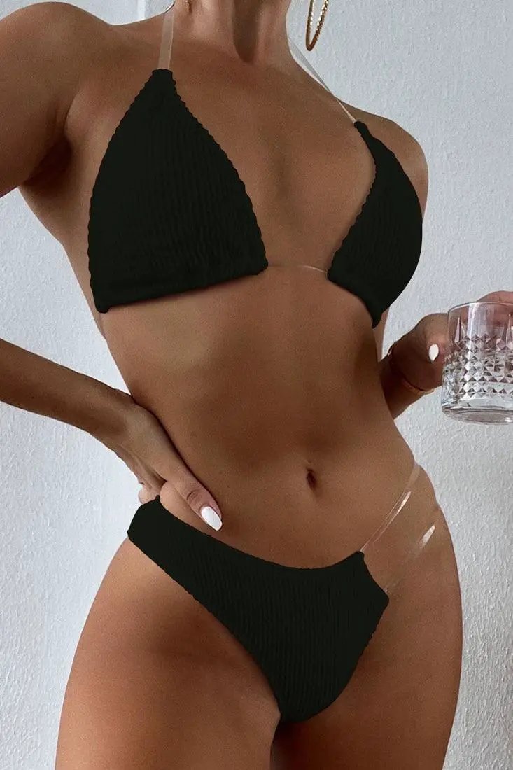 Black Clear Straps 2pc Bikini