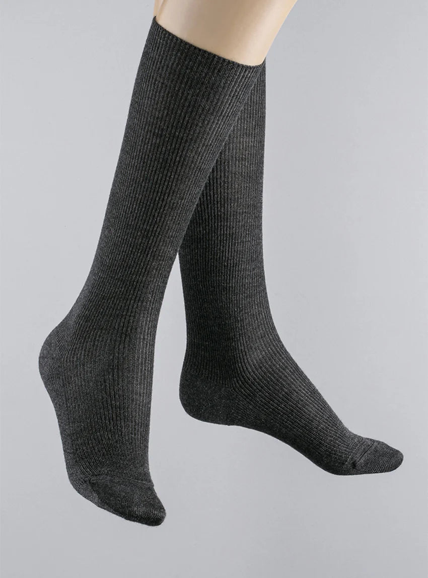 Chaussettes hautes mixte sans élastique grises en laine