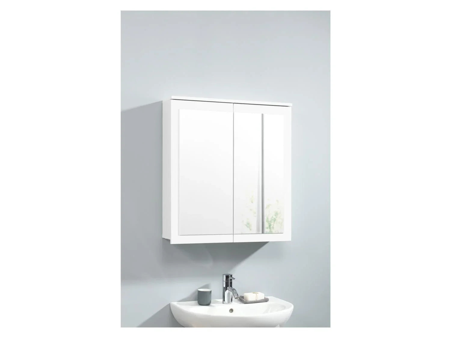 LIVARNO home Armoire de toilette miroir Basel, 68,5 x 75,1 x 16,9 cm, blanche