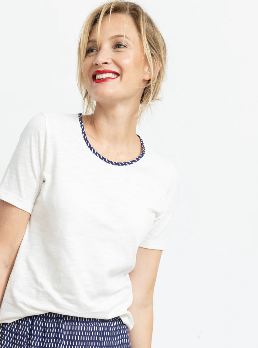 Tee-shirt femme en coton blanc écru