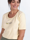 Tee-shirt femme en coton jaune vanille