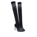 Bottes mi-cuisses étincelantes en faux diamant