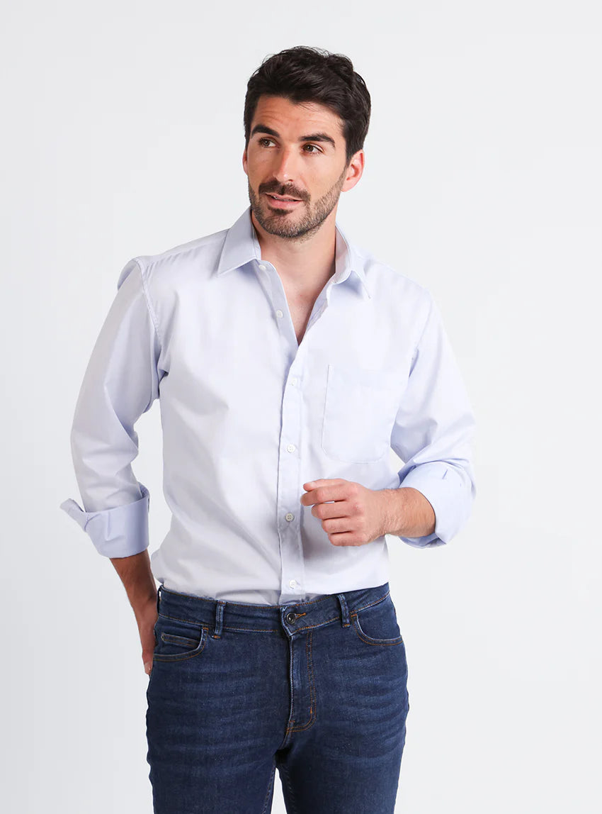 Chemise homme classique en coton bleu