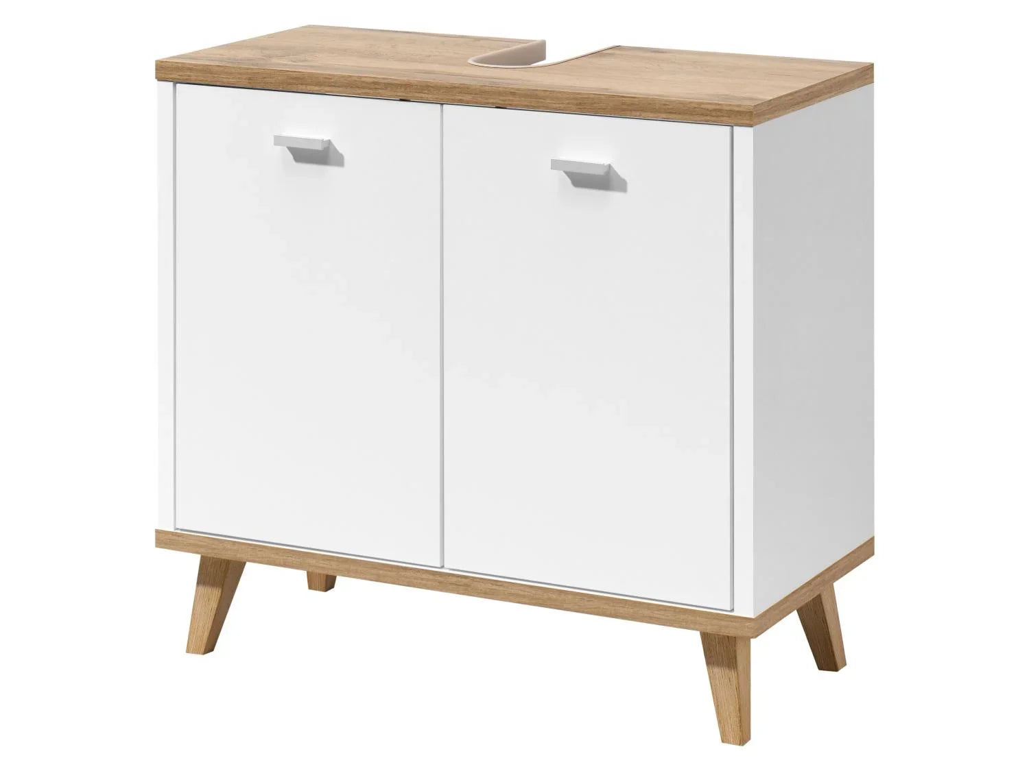 LIVARNO home Meuble sous vasque Corfu, 60 x 55 x 28 cm, blanc/imitation chne