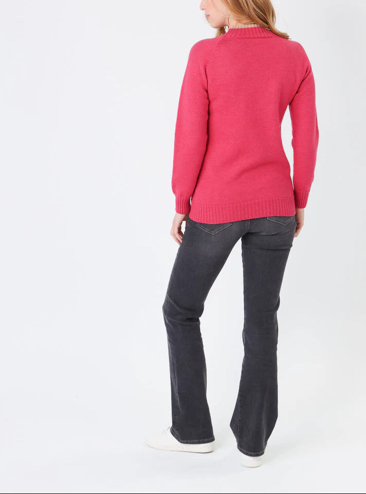 Pull femme en laine mérinos rose géranium