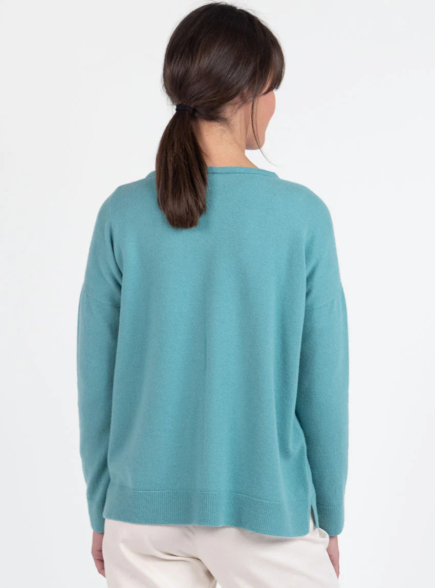 Gilet femme bord à bord laine et cachemire vert menthe