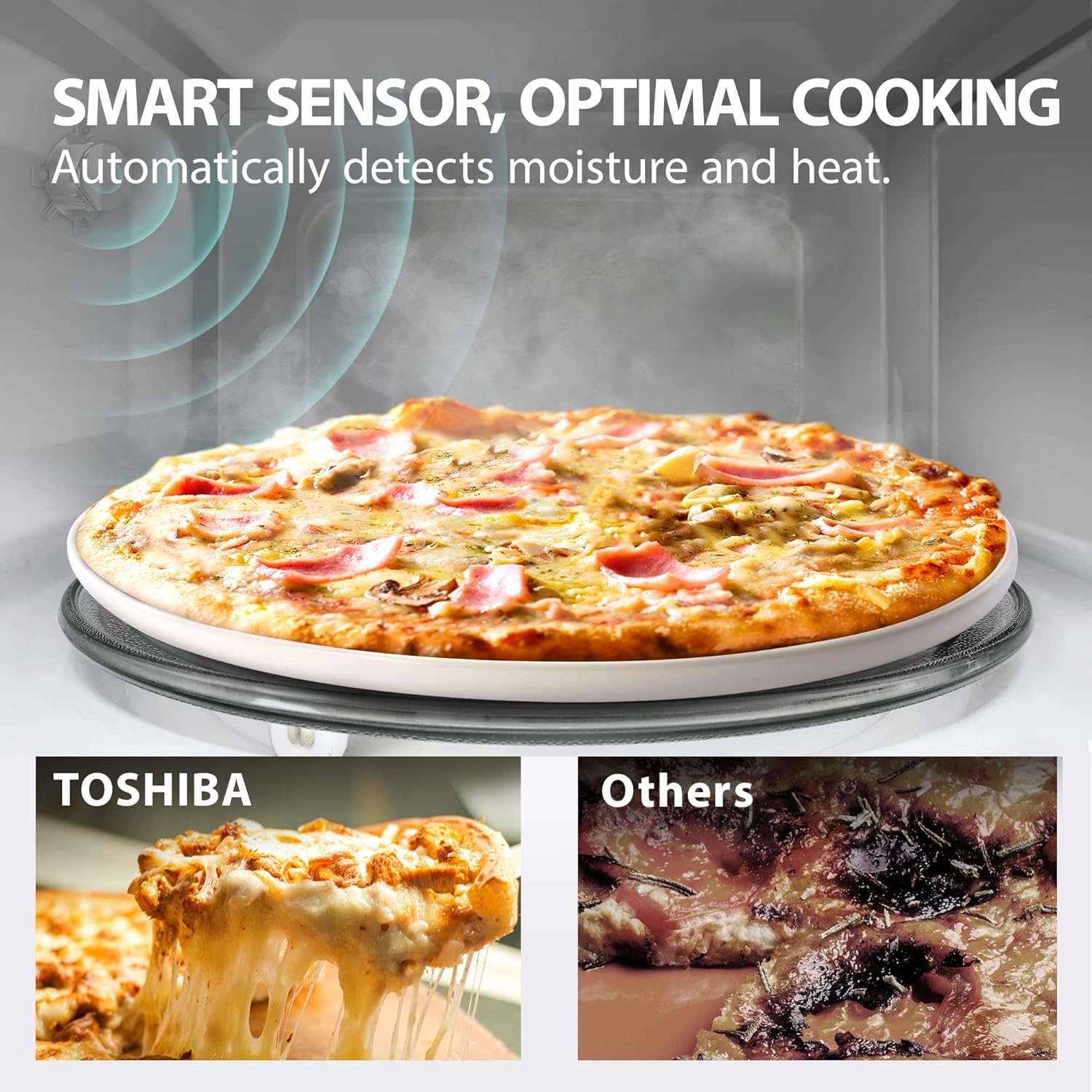 TOSHIBA 4-in-1 ML-EC42P(SS) Countertop Microwave Oven, Smart Sensor, Convection, Air Fryer Combo, Mute Function, Position Memory 13.6′′ Turntable, 1.5 Cu Ft, 1000W, Silver