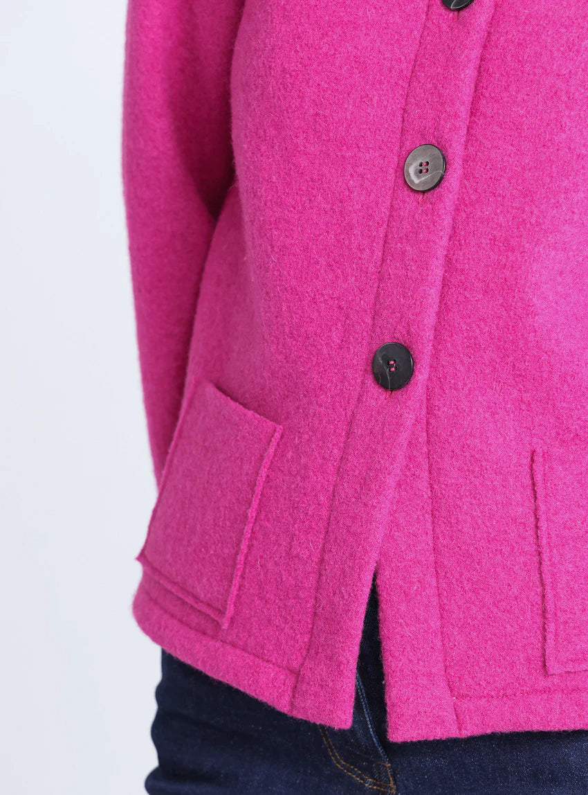 Veste femme laine bouillie rose