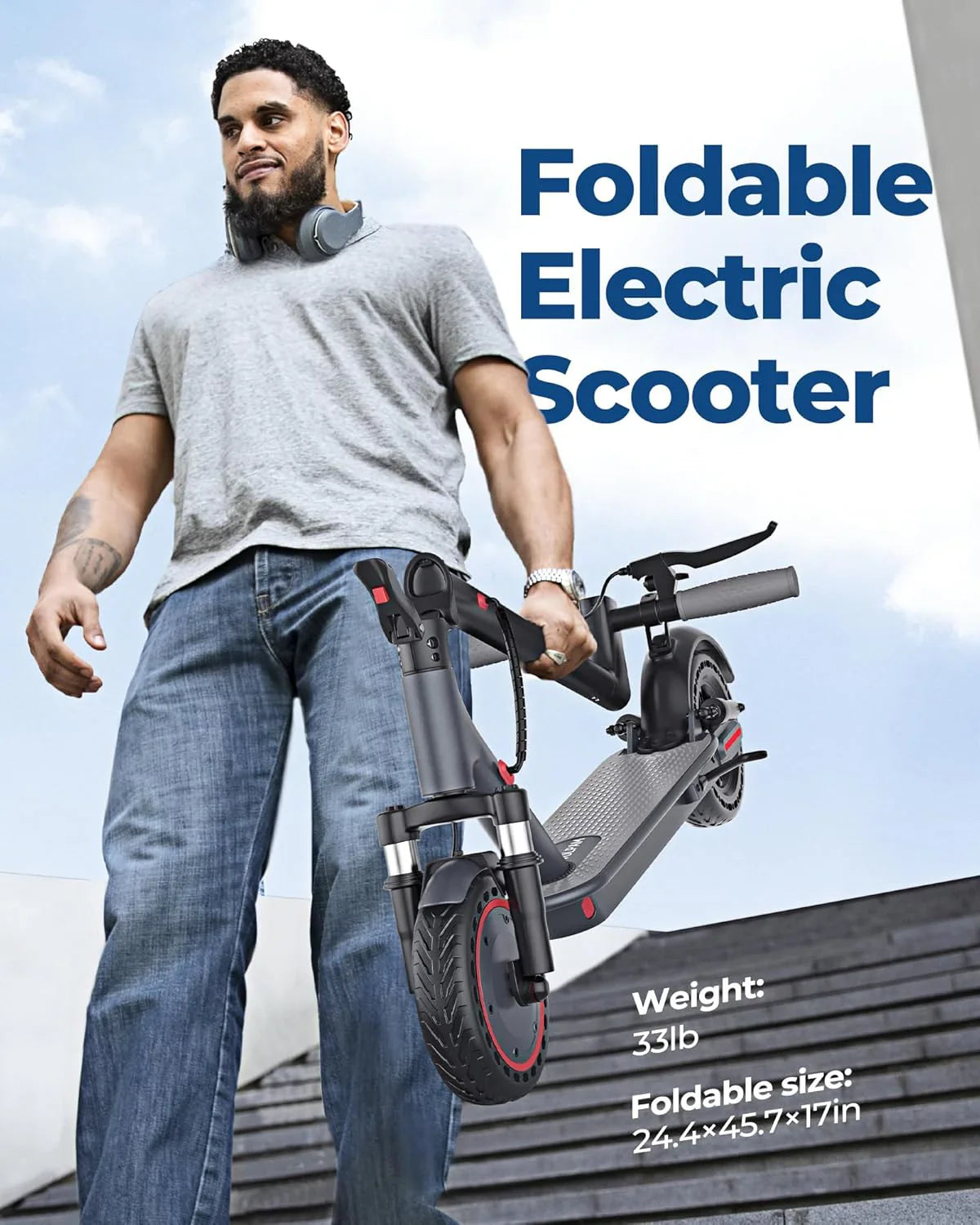 Volpam electric scooter Powerful electric motor Solid tires 28/21/12 mile range