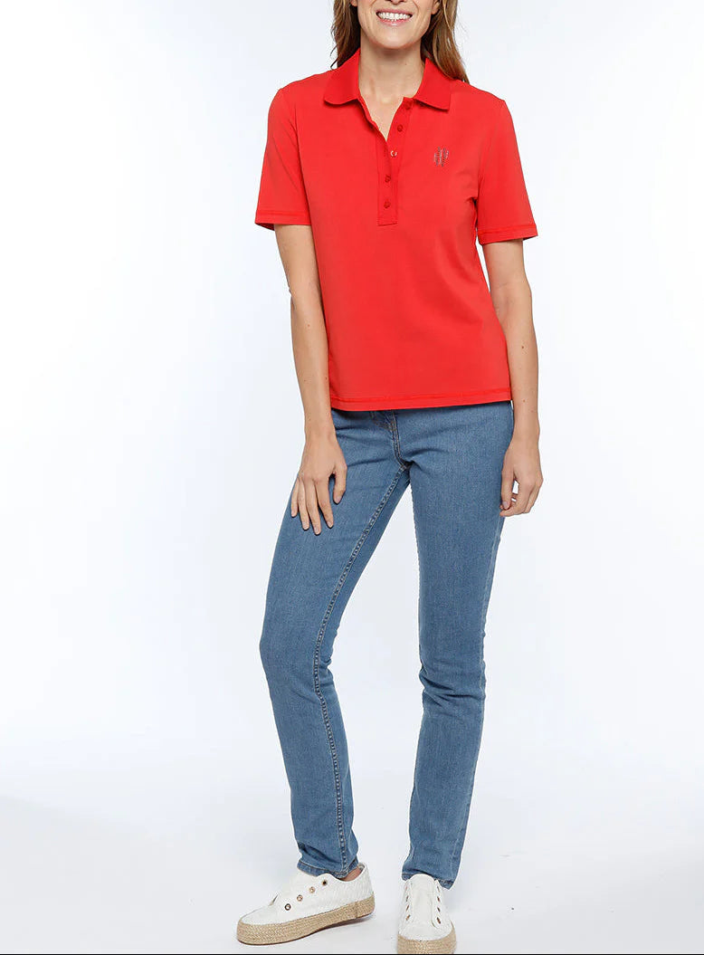 Polo femme en coton rouge