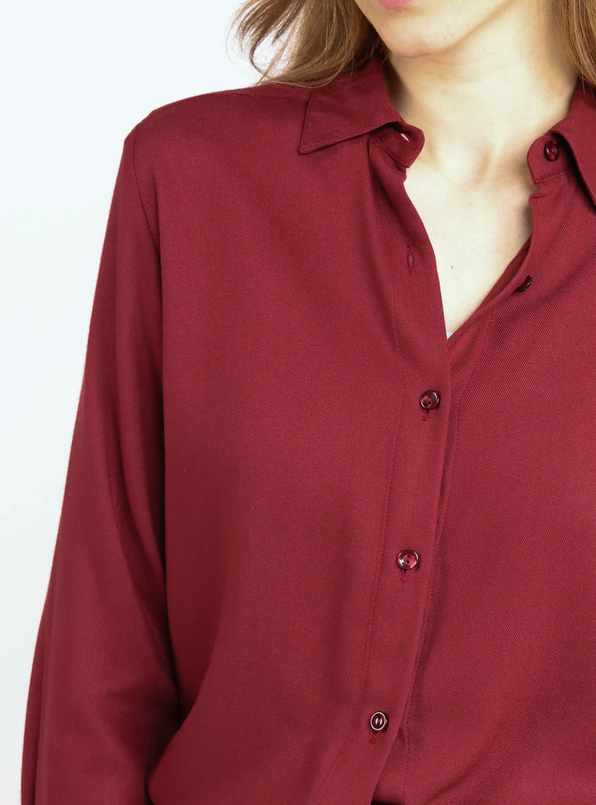 Chemisier femme en viscose rouge médoc