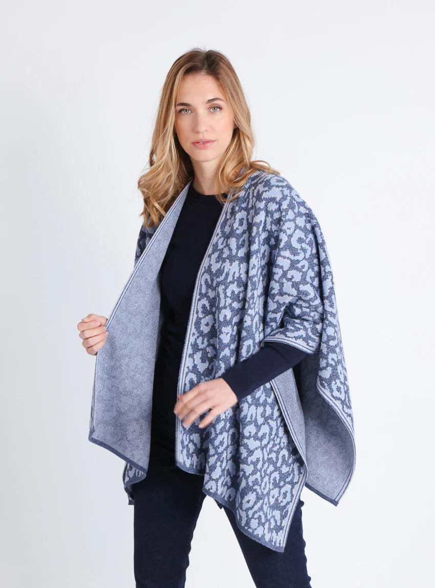 Étole femme en laine bleu