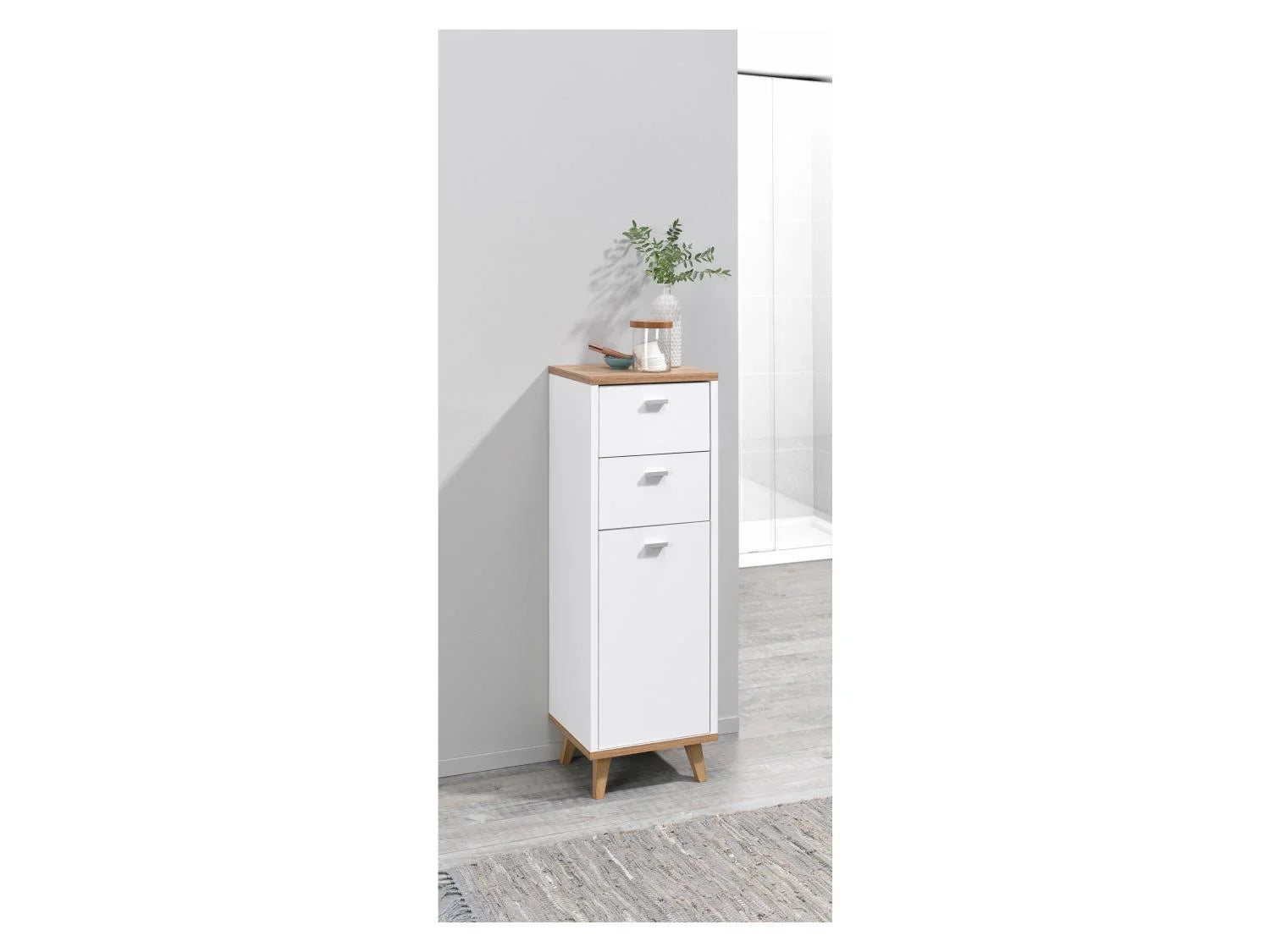 LIVARNO home Meuble pour salle de bains Corfu, 32 x 96 x 28 cm, blanc/imitation chne
