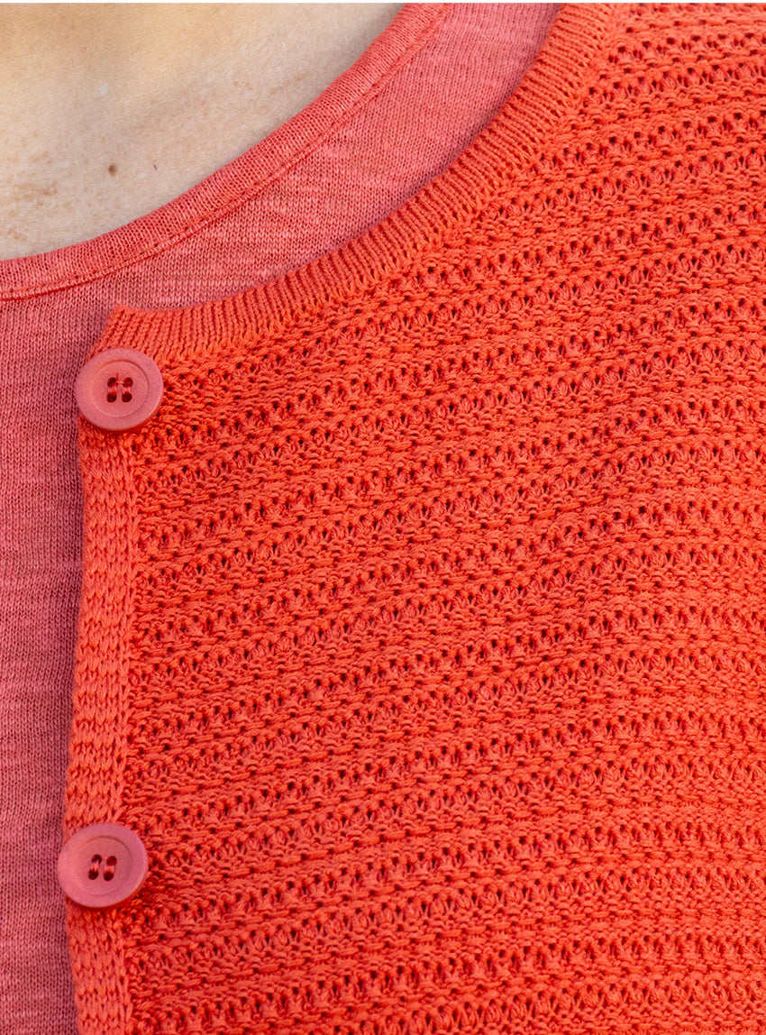 Cardigan femme en coton orange terracotta