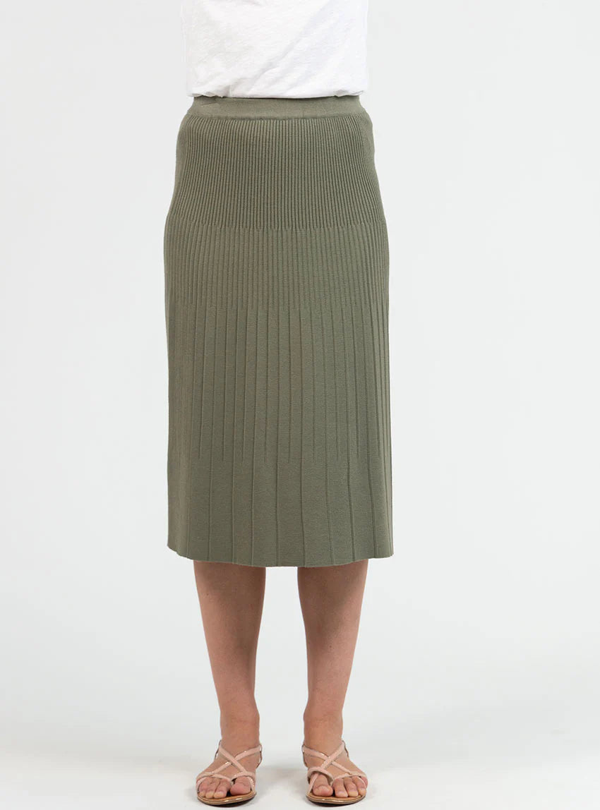 Jupe plissée femme fluide en viscose vert kaki
