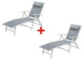LIVARNO home Lot de 2 chaises longues en aluminium Houston, blanc/gris clair