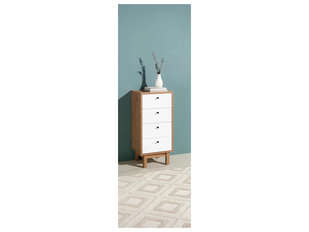LIVARNO home Chiffonnier Copenhagen, 40 x 85 x 35 cm, imitation chne/blanc